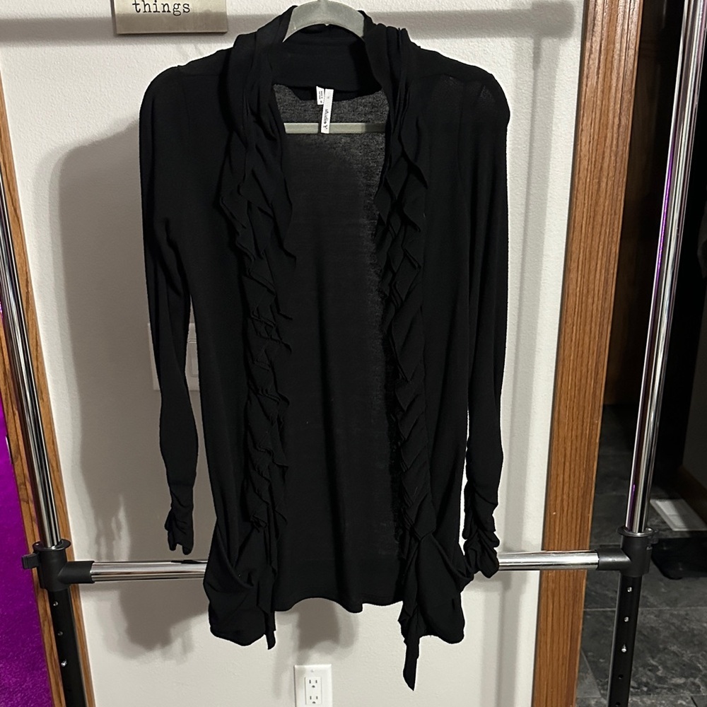 Studio Y Ruffle Black Cardigan